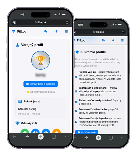 FitLog — verejný profil a zdieľanie odkazu