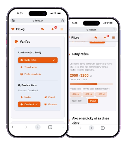 FitLog — prispôsobenie nástenky, štatistík a farebnej témy